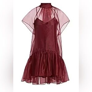 Simkhai Beaux Sheer Burgundy mini Dress